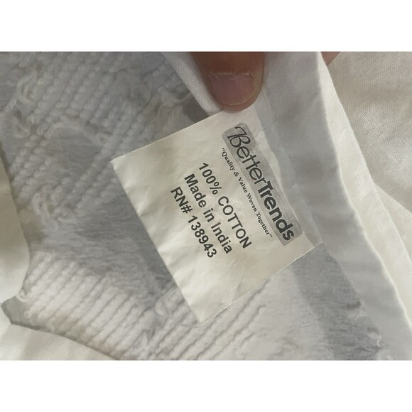 Better Trends Chenille Queen White Bedspread Set Medallion 102" x 110" 3 Pillow - Picture 6 of 12